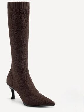 BelleVoyage Minimalist Pointed Toe Heeled Long Size 7.5 NEW Coffee Brown Preppy